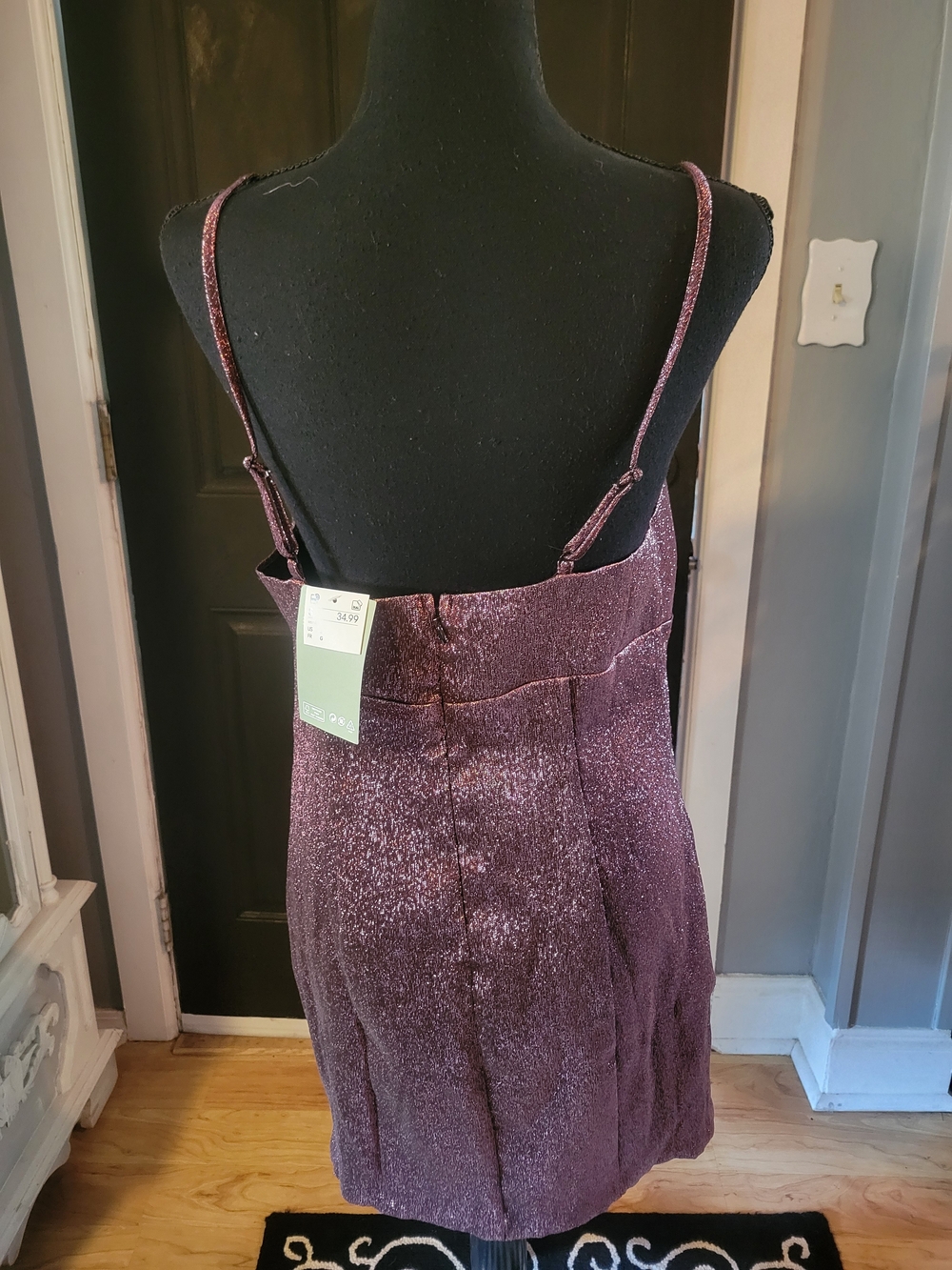 H&M Sparkle Plum Pink Mini Slip Dress - Picture 3 of 4